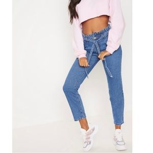 Mid Wash Paper Bag Jeans